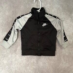 Nike Running/Track Jacket Black Gray and White Full Zip‎ Baby Unisex Size 12 mo